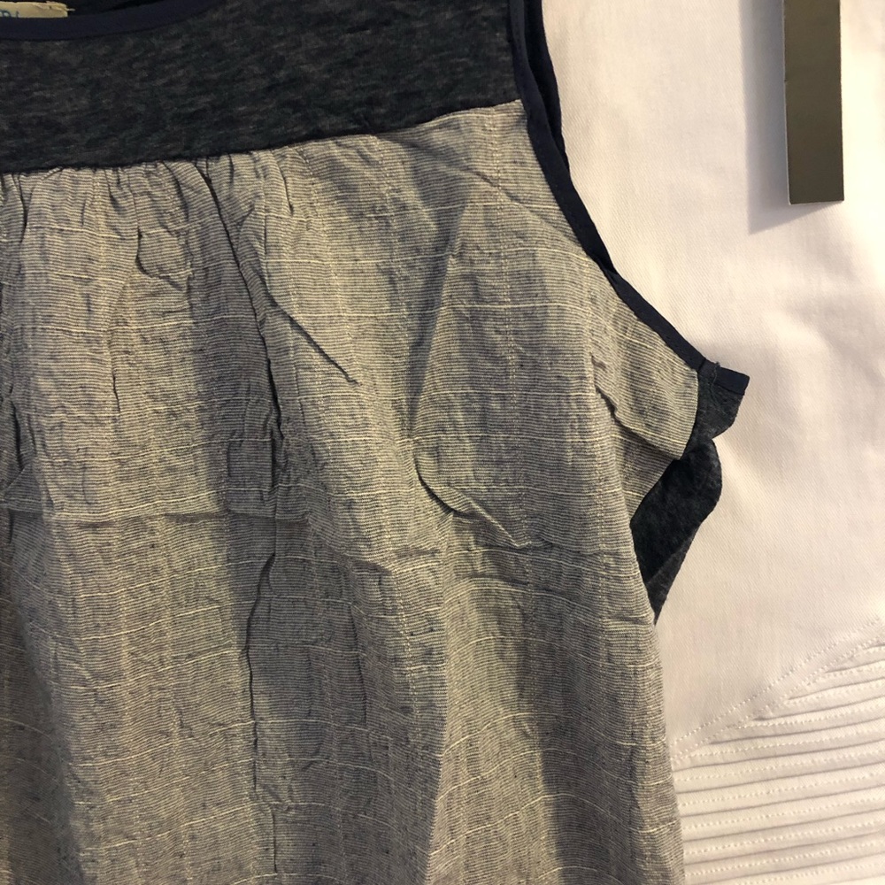 Kori America Denim Blue Crinkle Top Small Medium - Picture 5 of 8